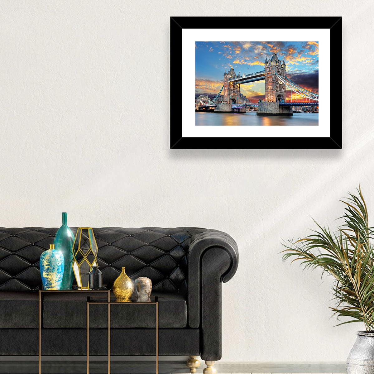 Tower Bridge at Sunset Wall Art in a room, landscape