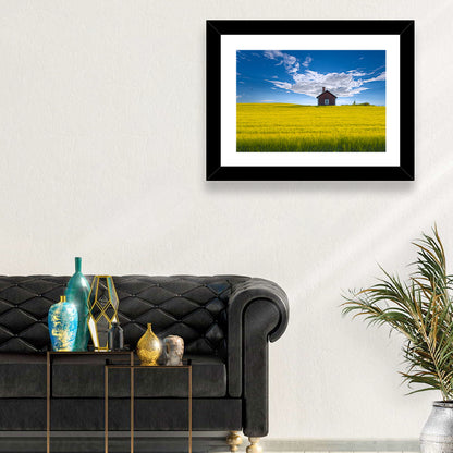 Red Barn in Golden Wheat Field Wall Art