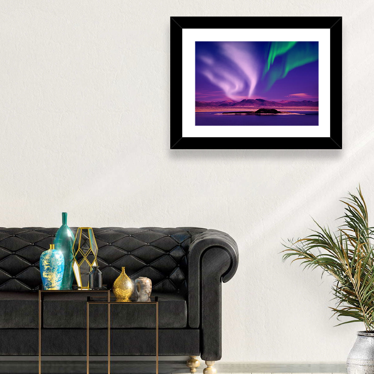 Violet Aurora Over Island Lake Wall Art