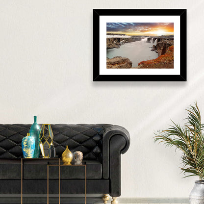 Selfoss Waterfall at Sunset Wall Art