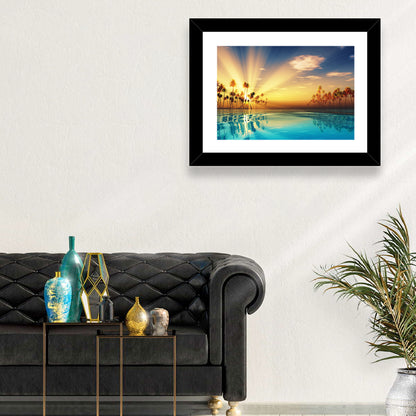 Turquoise Sunset Over Palm Island Wall Art