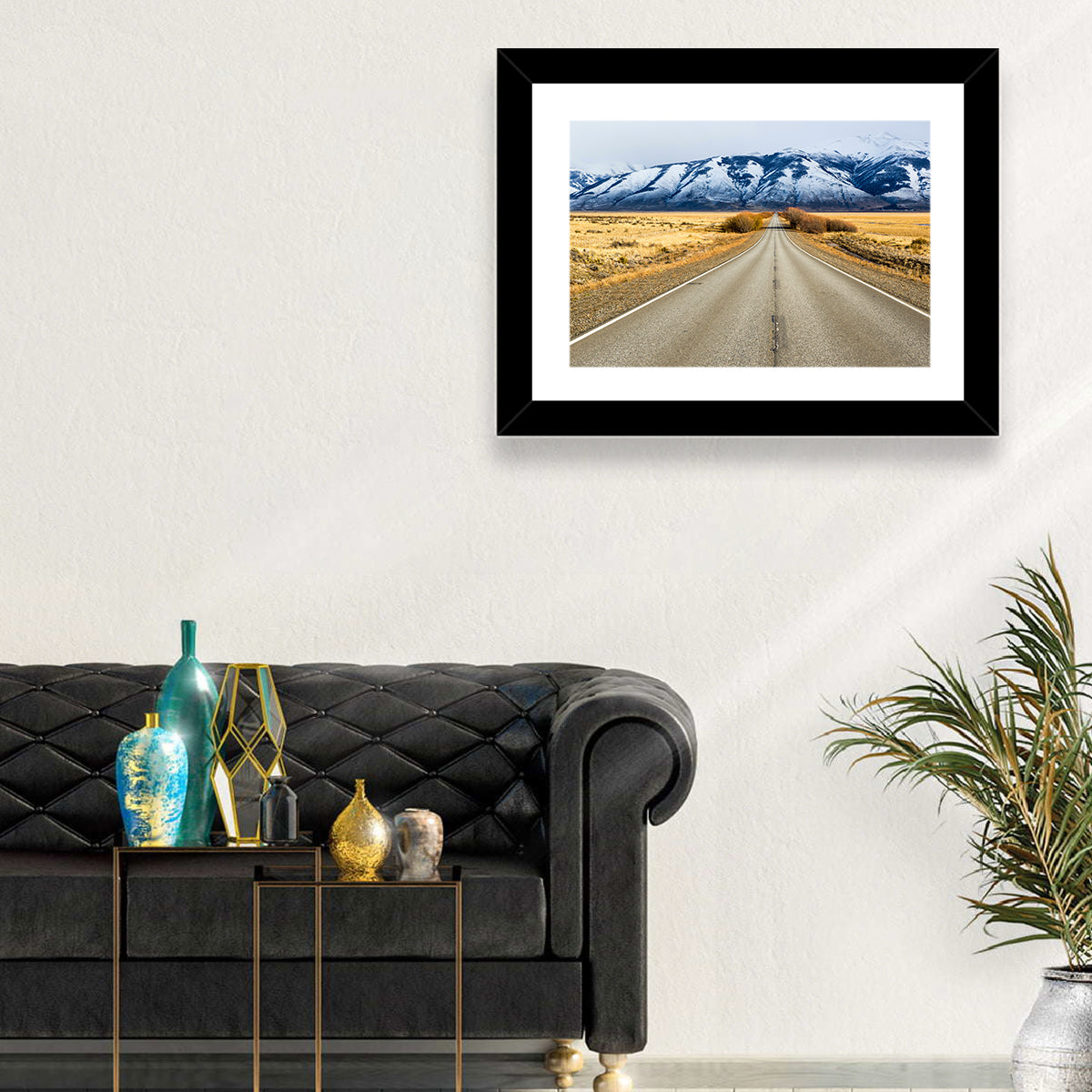 El Calafate Road with Snow Peaks Wall Art in a room, landscape
