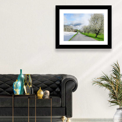 Season Change Road to Snowy Mountain Wall Art