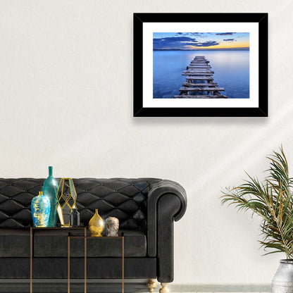 Weathered Lake Pier at Dusk Wall Art