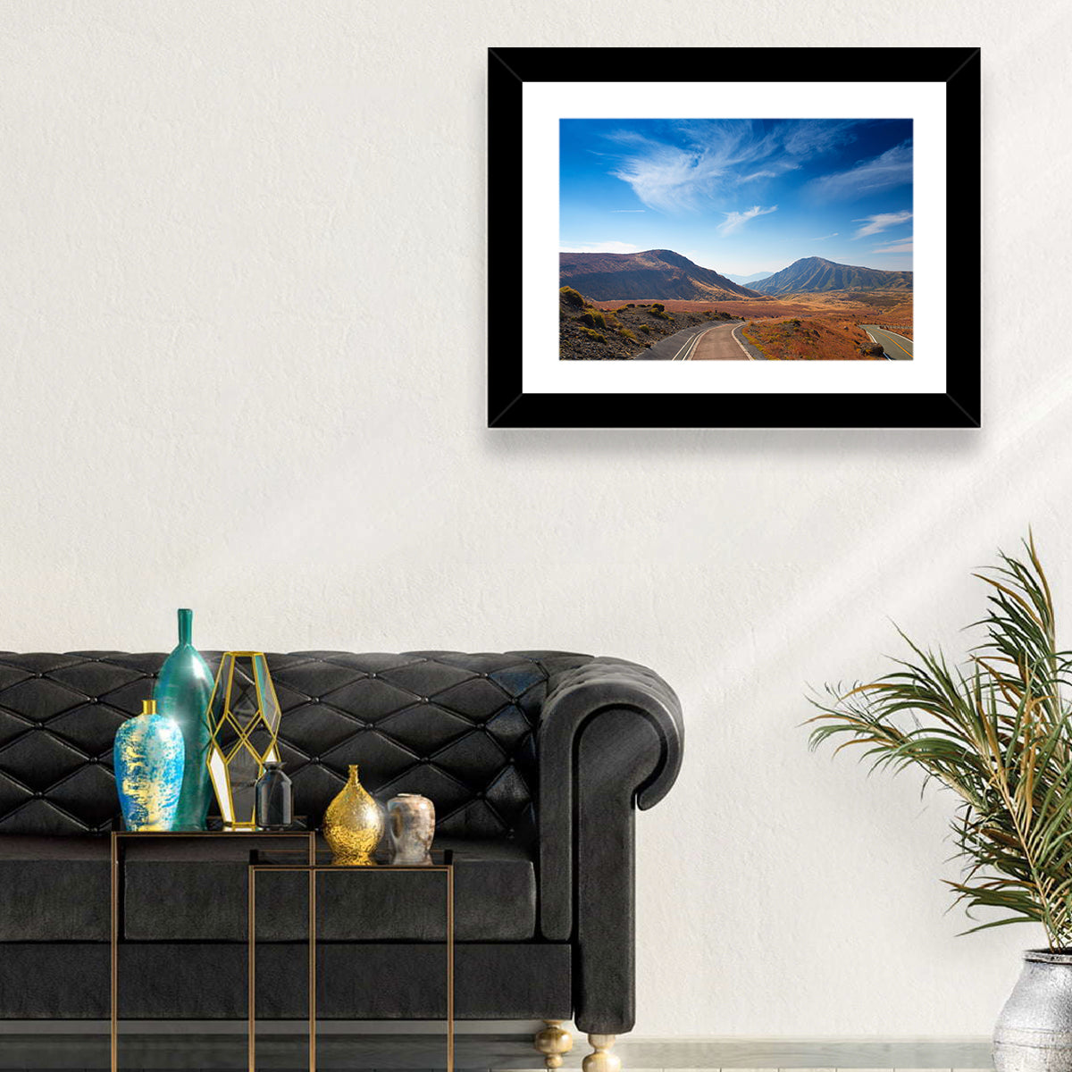 Mount Aso Winding Road Wall Art in a room, landscape