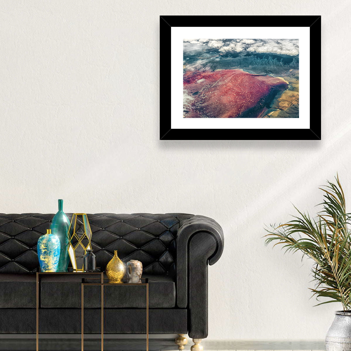 Lake Natron Aerial View Wall Art in a room, landscape