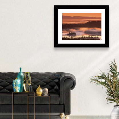 Lapland Sunrise Over Misty Lake Wall Art
