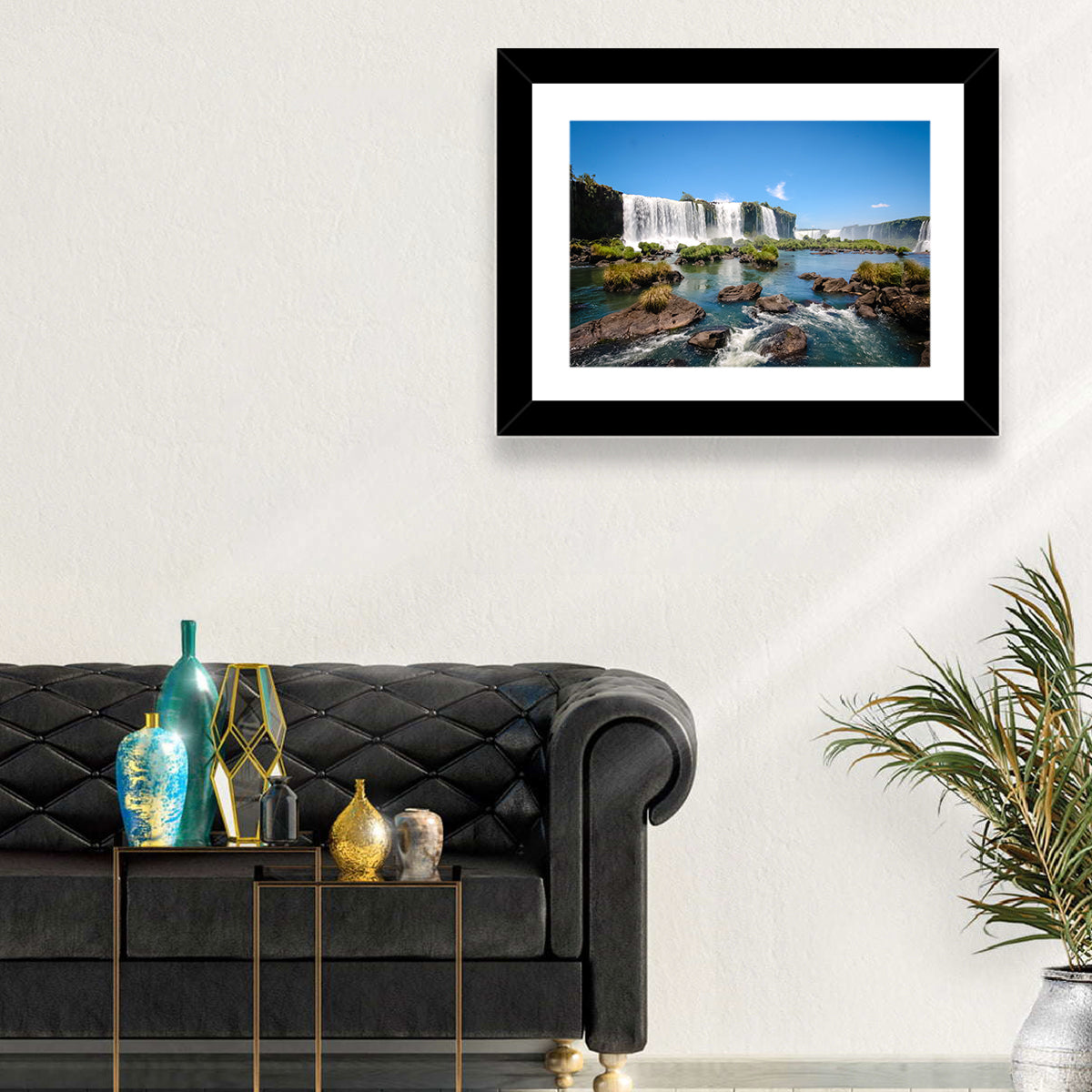 Iguazu River and Falls, Foz Do Iguaçu Wall Art in a room, landscape