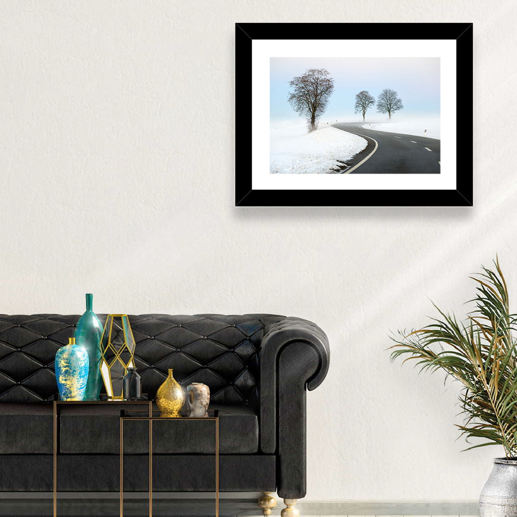 Foggy Winter Road Wall Art