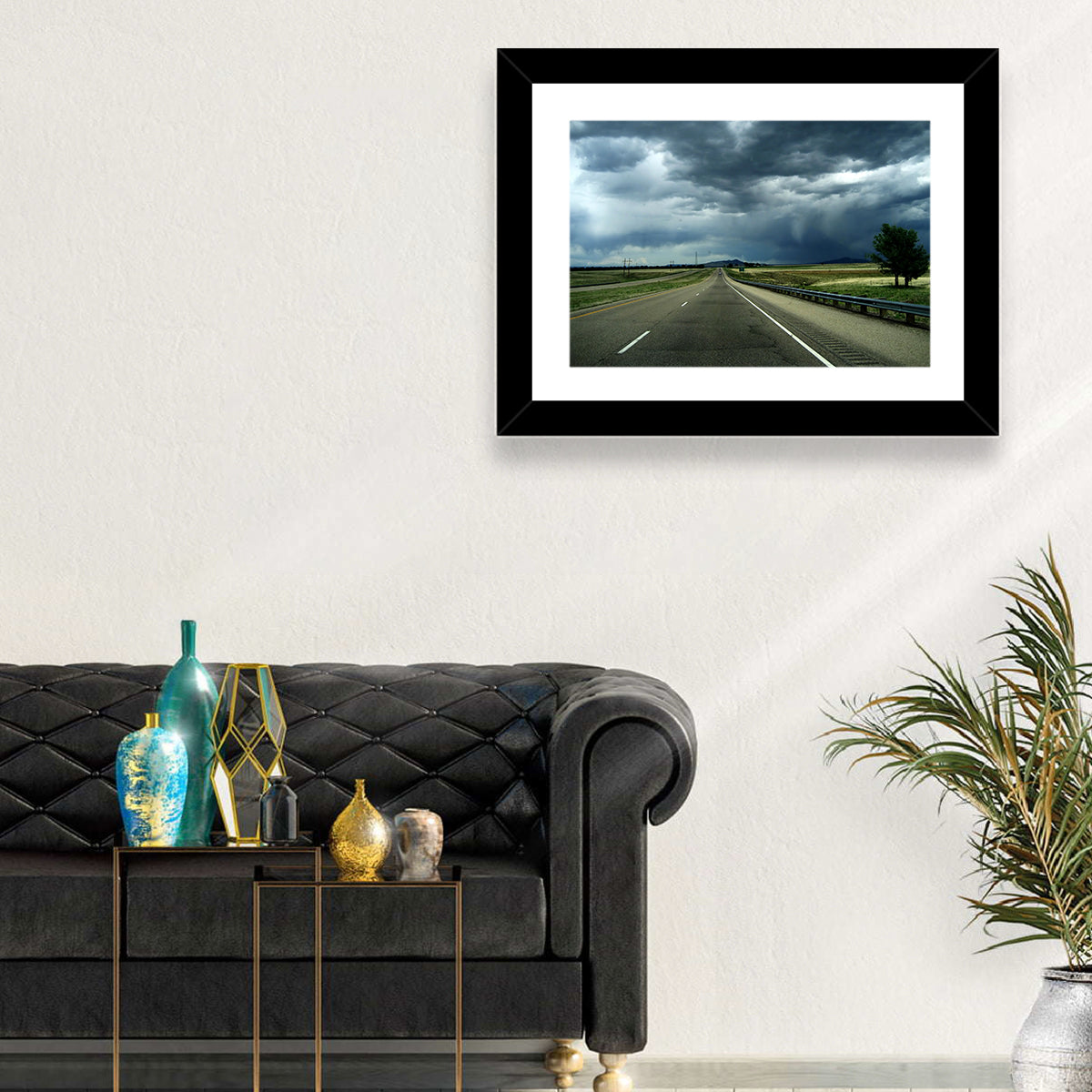 Stormy New Mexico Highway Wall Art in a room, landscape