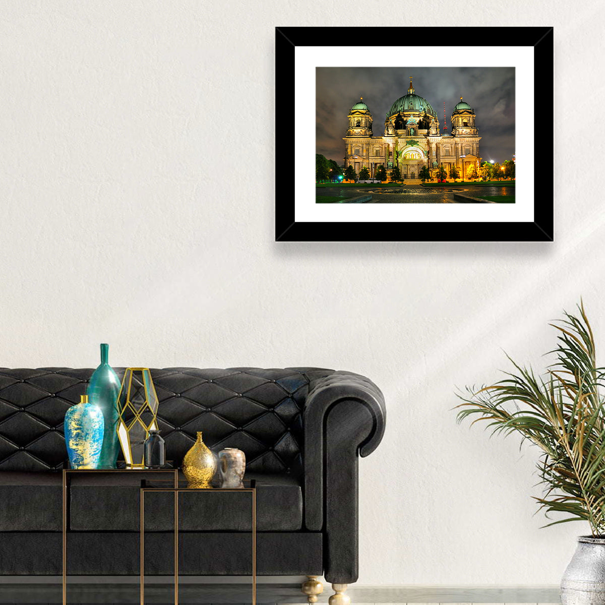 Berlin Cathedral Night View Wall Art in a room, landscape