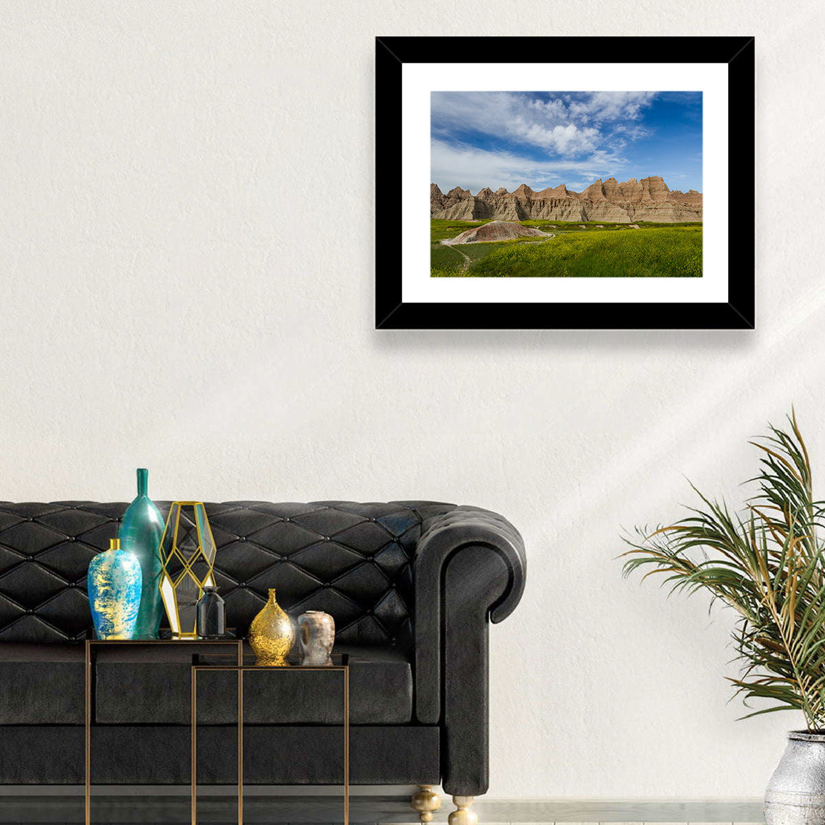 Badlands Meadow and Rock Formations Wall Art