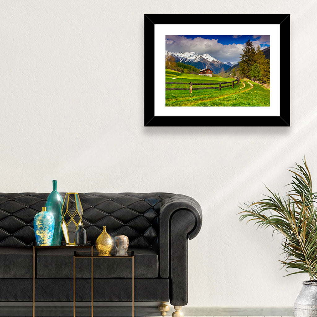 Alpine Meadow Cabin, Swiss Alps Wall Art