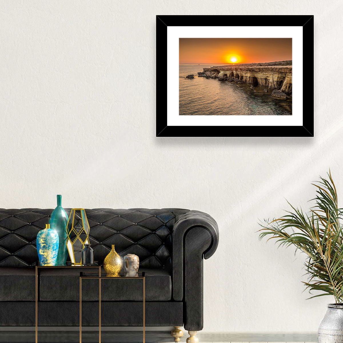 Sunset Over Sea Caves Wall Art