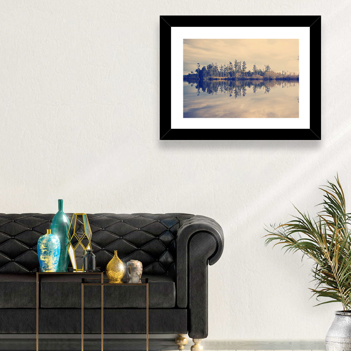 Sunset Over Forest Lake Wall Art