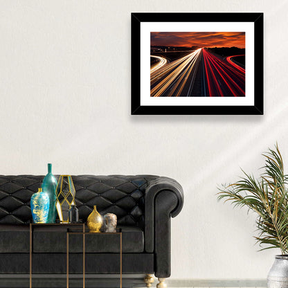 City Traffic Light Trails Wall Art