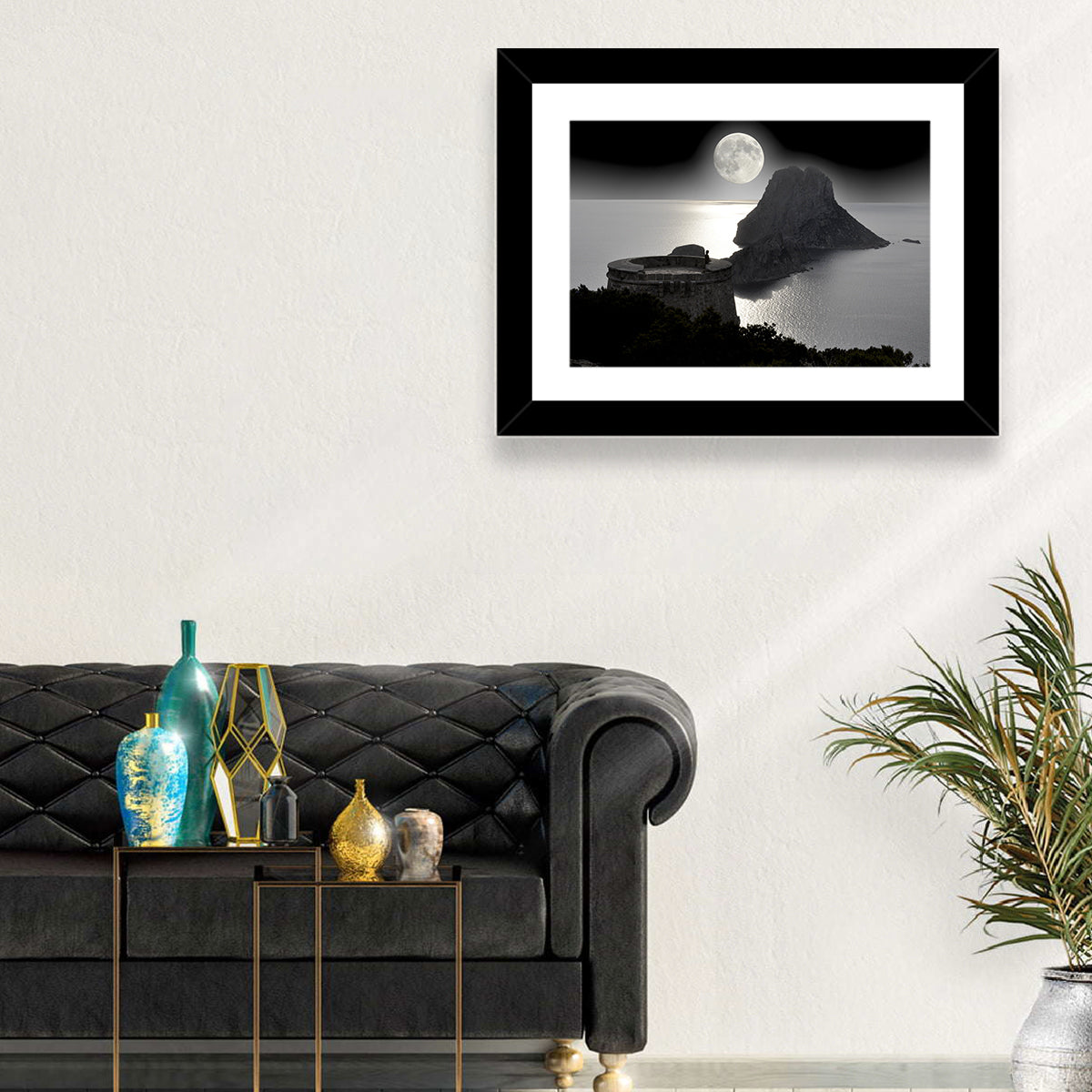 Pirates Tower Moonlit Watchtower, Ibiza Wall Art in a room, landscape