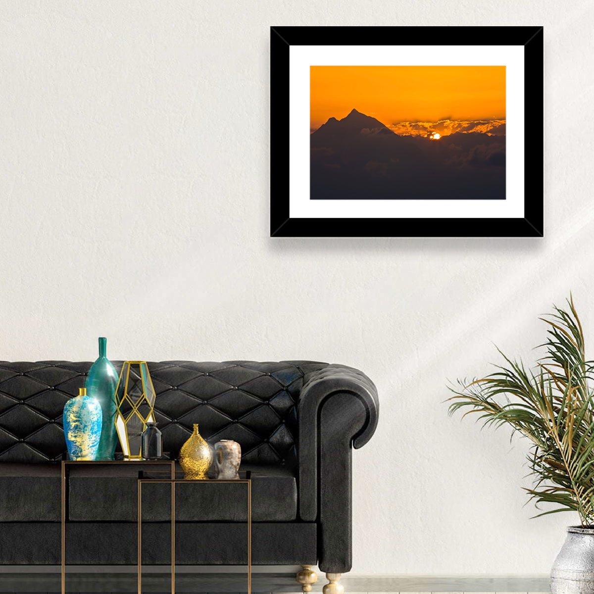 Athos Mountain Sunrise Wall Art in a room, landscape