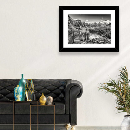 Moraine Lake Monochrome Mountain Landscape Wall Art