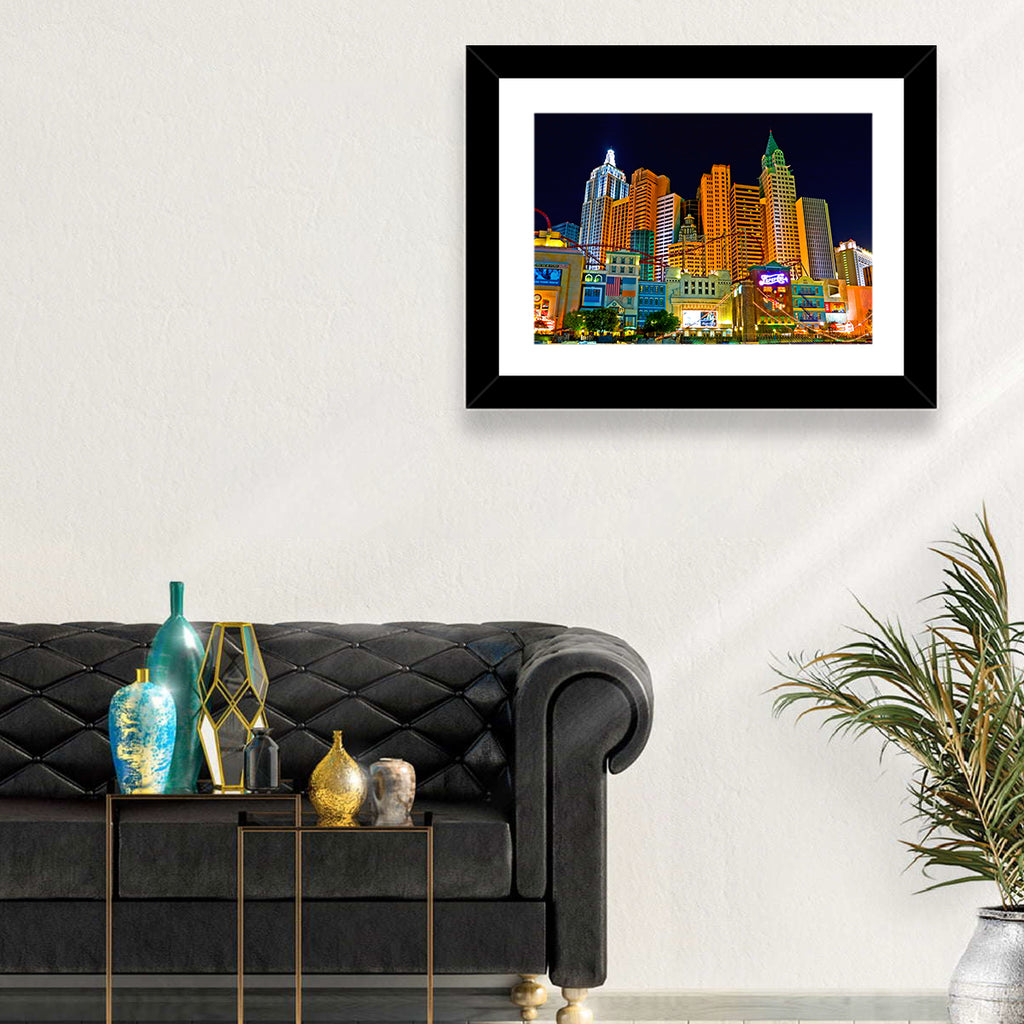 Las Vegas Big Apple Coaster at Night Wall Art