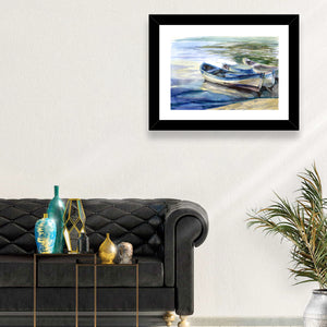 Watercolour Lake Boats Wall Art