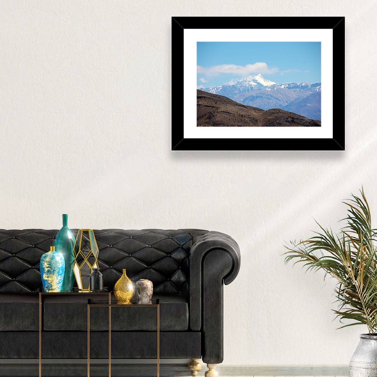 Snow-capped Mount Aconcagua Wall Art in a room, landscape