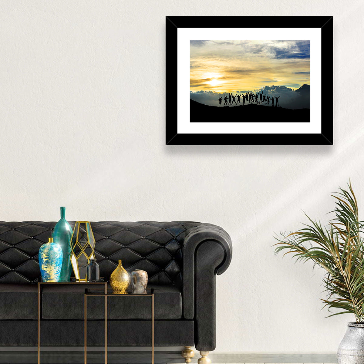Golden Team Silhouettes at Sunset Wall Art