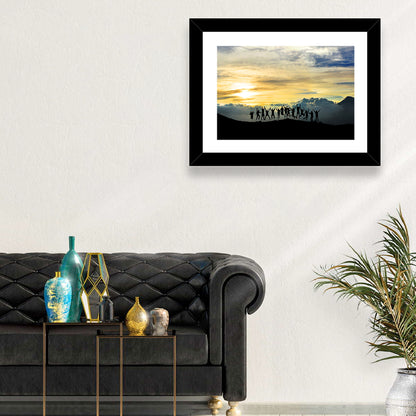Golden Team Silhouettes at Sunset Wall Art