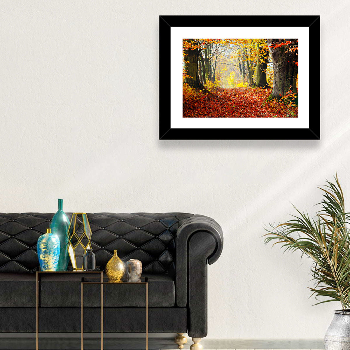 Misty Autumn Forest Path Wall Art