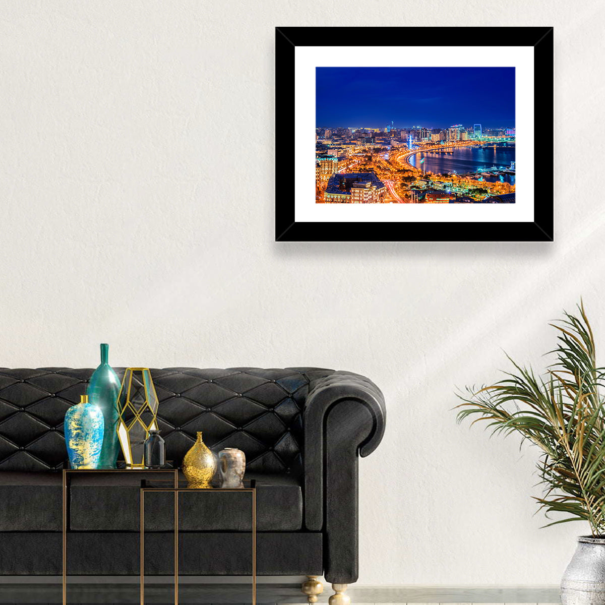 Baku Night Skyline Wall Art