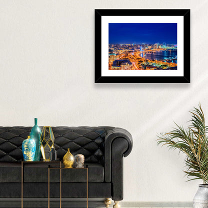 Baku Night Skyline Wall Art