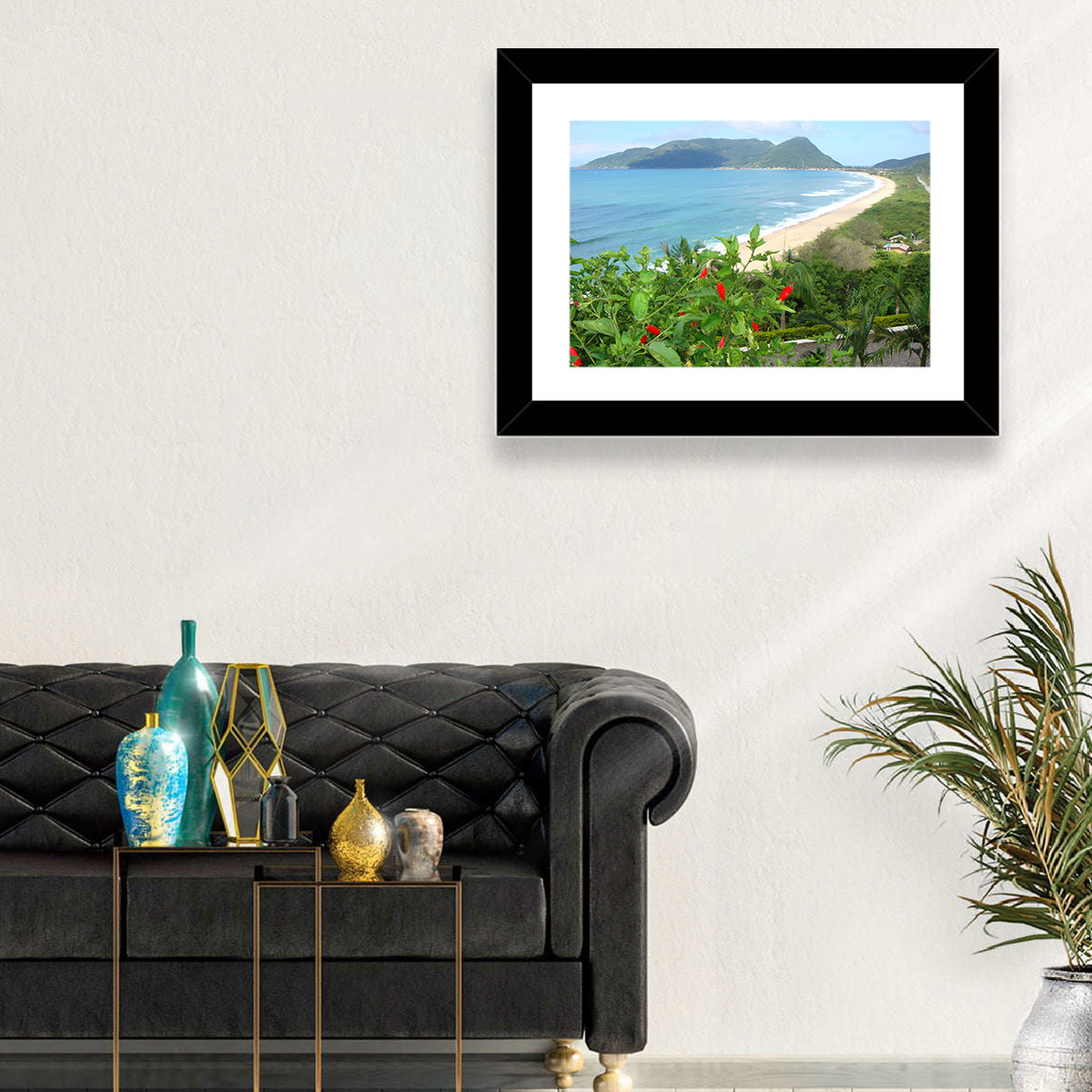 Armacao Beach Scene Wall Art in a room, landscape