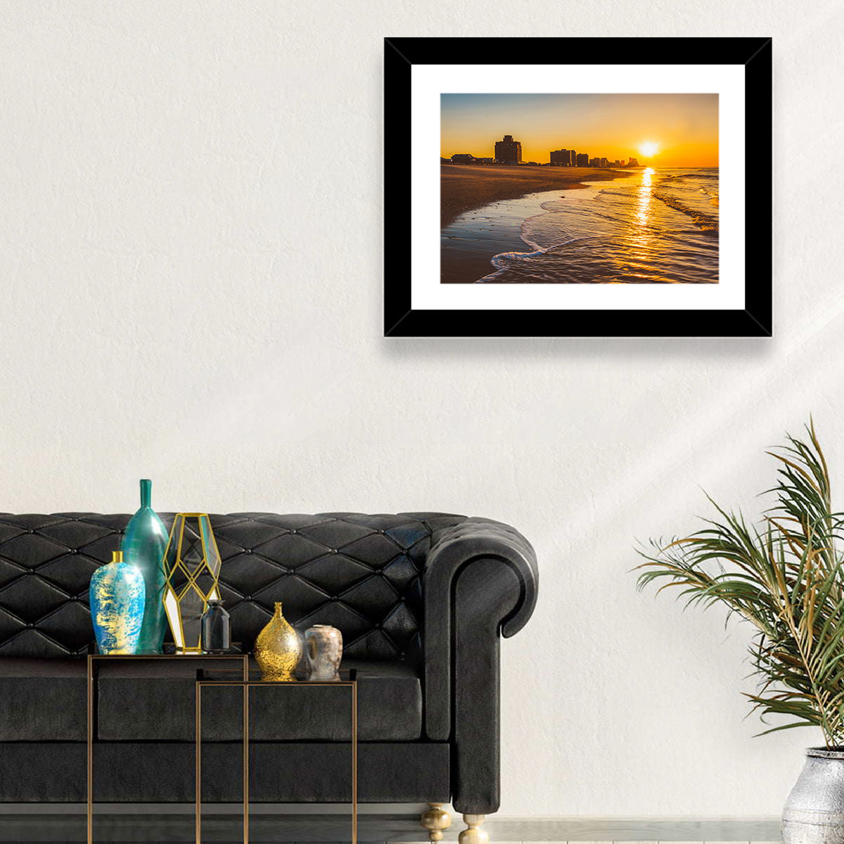 Ventnor Beach Sunrise Reflection Wall Art in a room, landscape