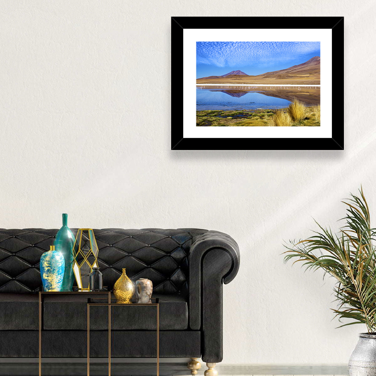 Red Lagoon Flamingo Reflection Wall Art
