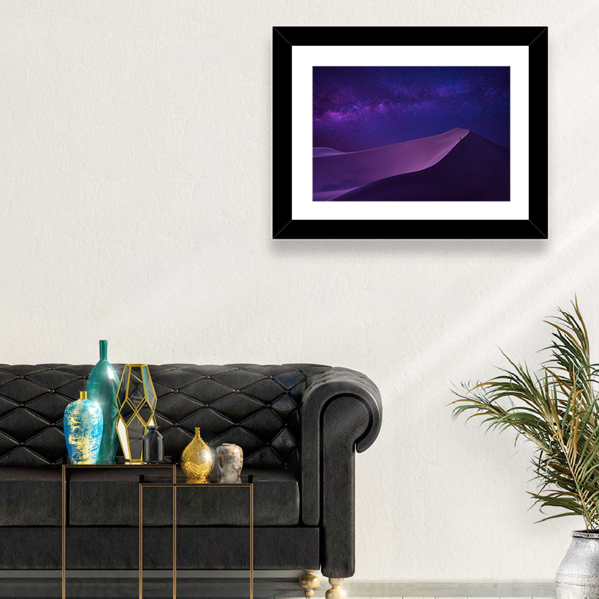 Lone Hiker Under the Milky Way Wall Art in a room, landscape