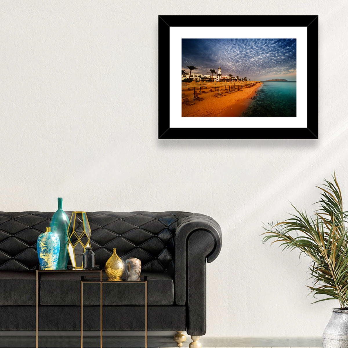 Sharm El Sheikh Beach at Dusk Wall Art in a room, landscape