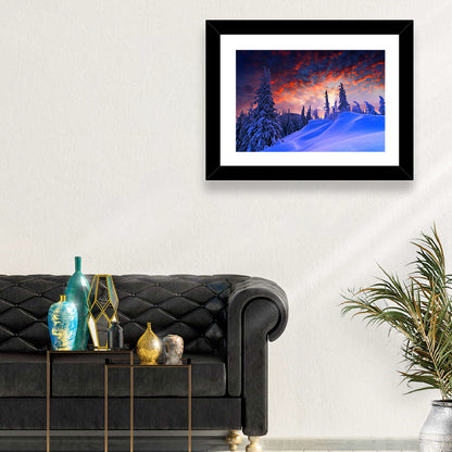 Snow-covered Mountain Sunset Wall Art