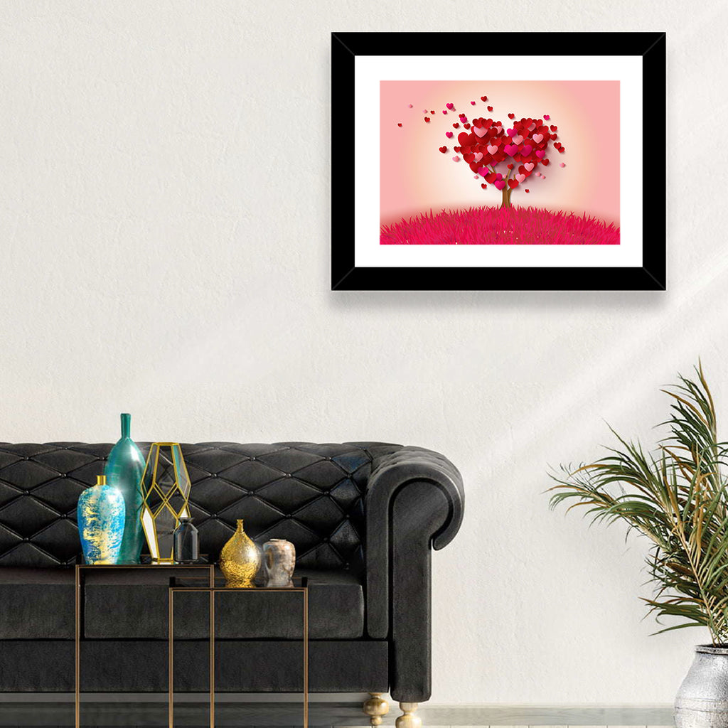 Whimsical Heart Tree Illustration Wall Art