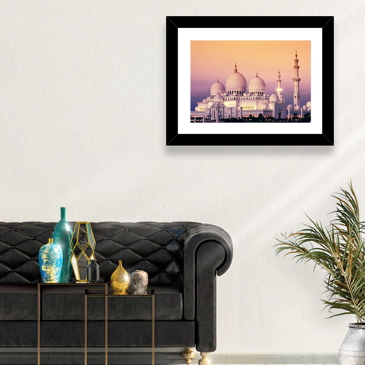 Sheikh Zayed Grand Mosque at Dusk Wall Art in a room, landscape