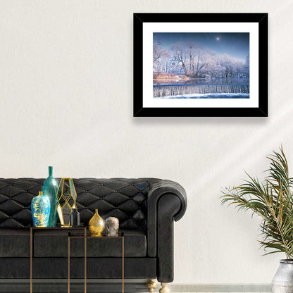 Starlit Winter Waterfall Wall Art