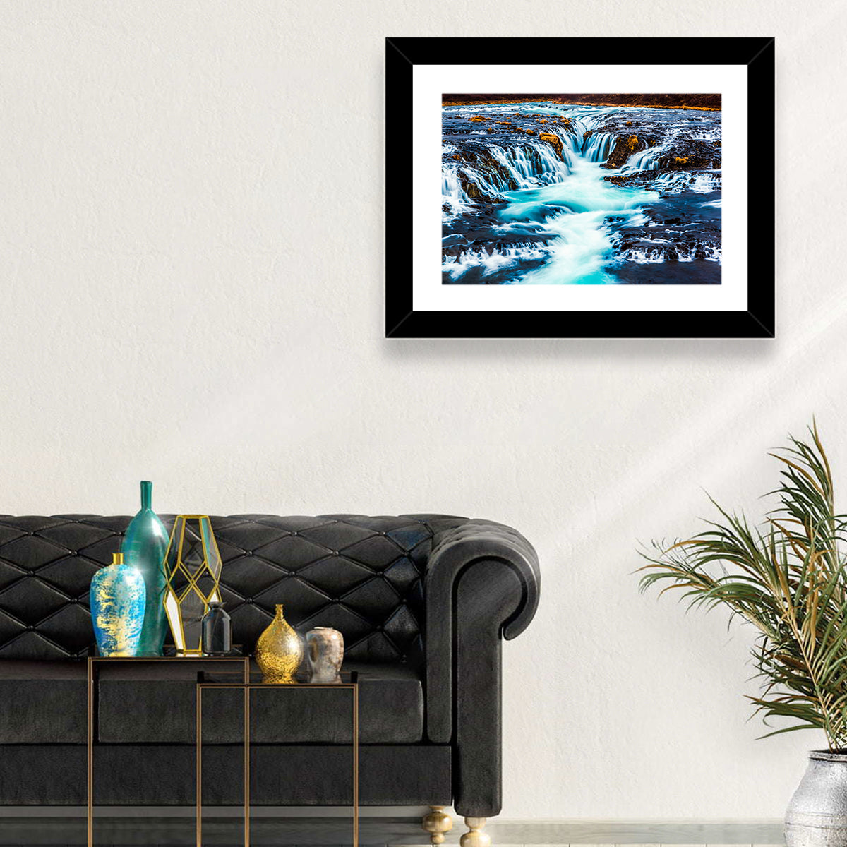 Bruarfoss Multi Tier Waterfall Wall Art in a room, landscape