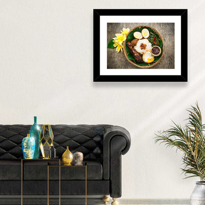 Nasi Campur in Woven Basket Wall Art