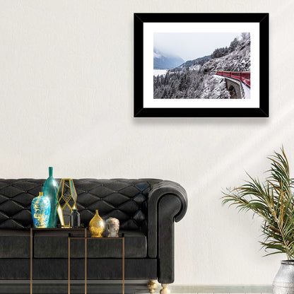 Red Train at Landwasser Viaduct Wall Art