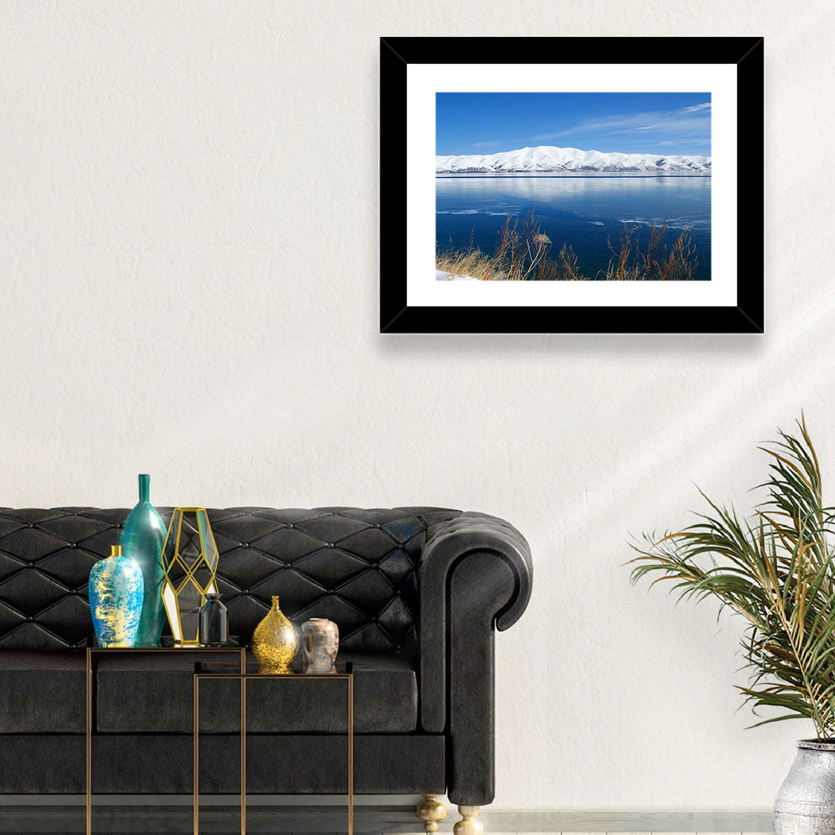 Winter at Lake Sevan Wall Art in a room, landscape