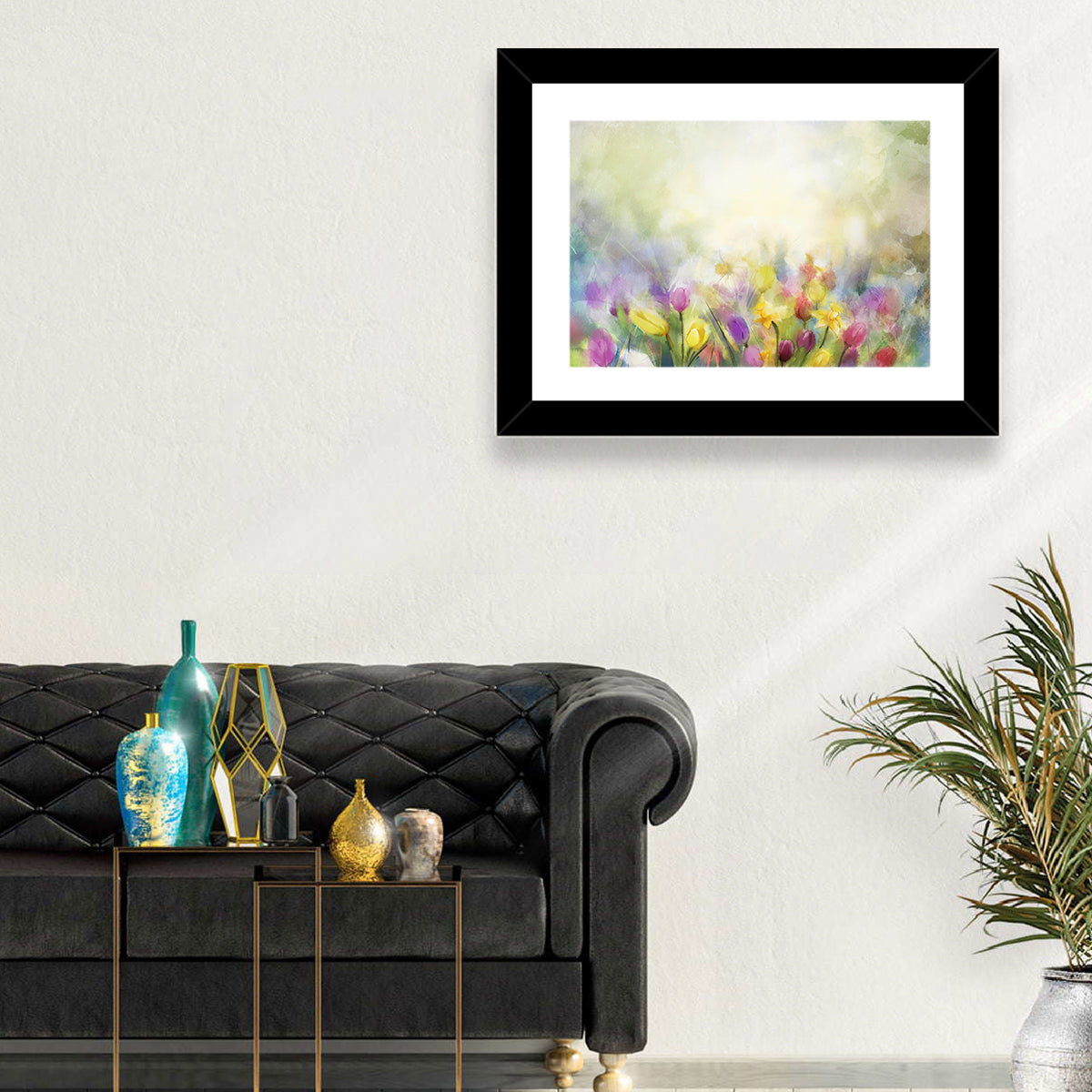 Soft Focus Tulip Meadow Wall Art in a room, landscape