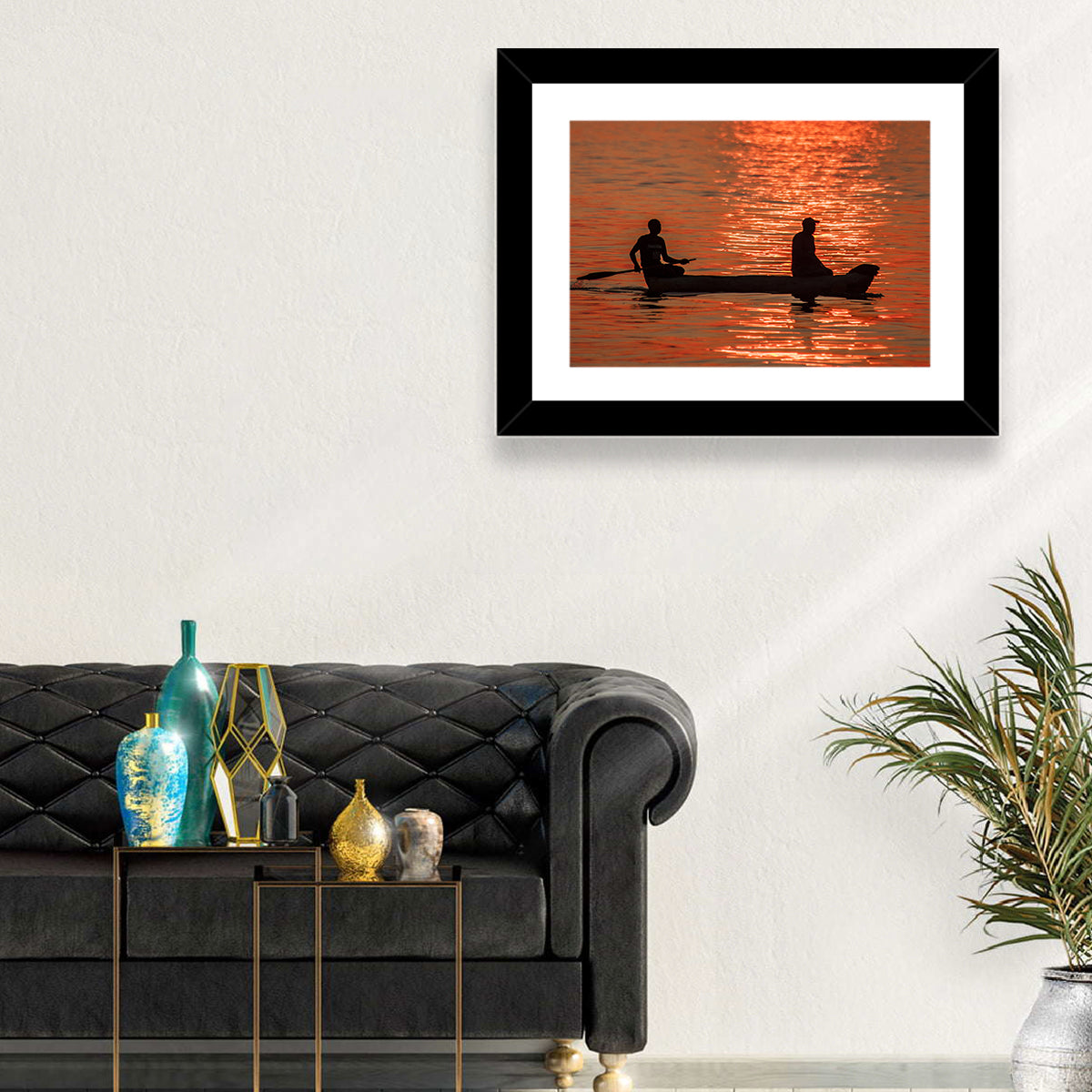 Sunset Canoe Silhouette Wall Art