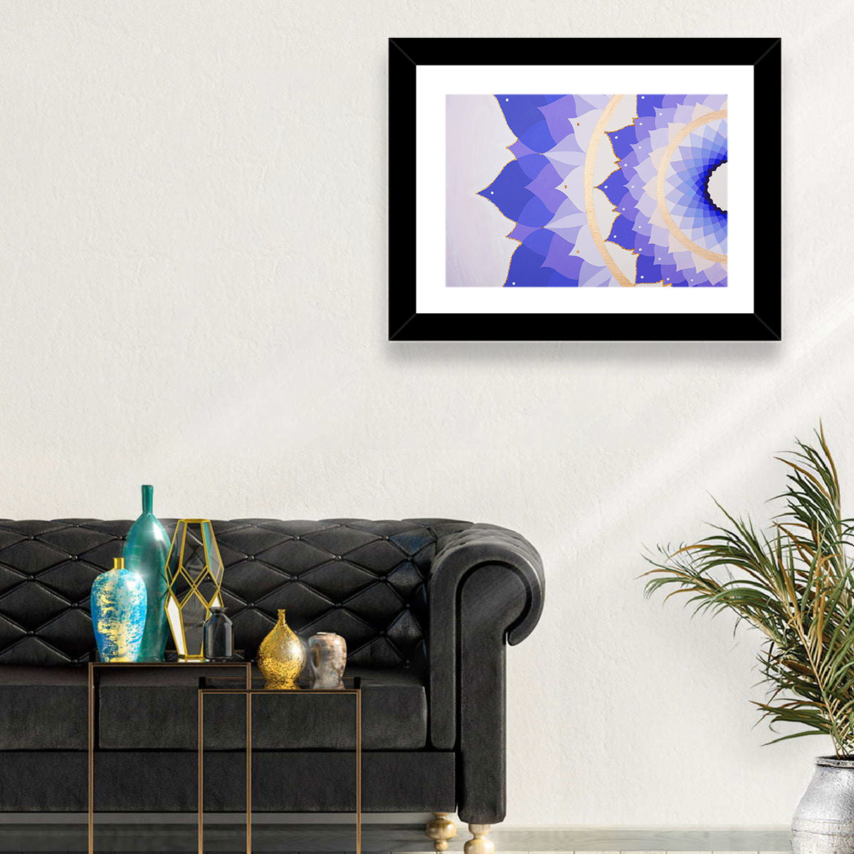 Sahasrara Chakra Lotus Mandala Wall Art in a room, landscape