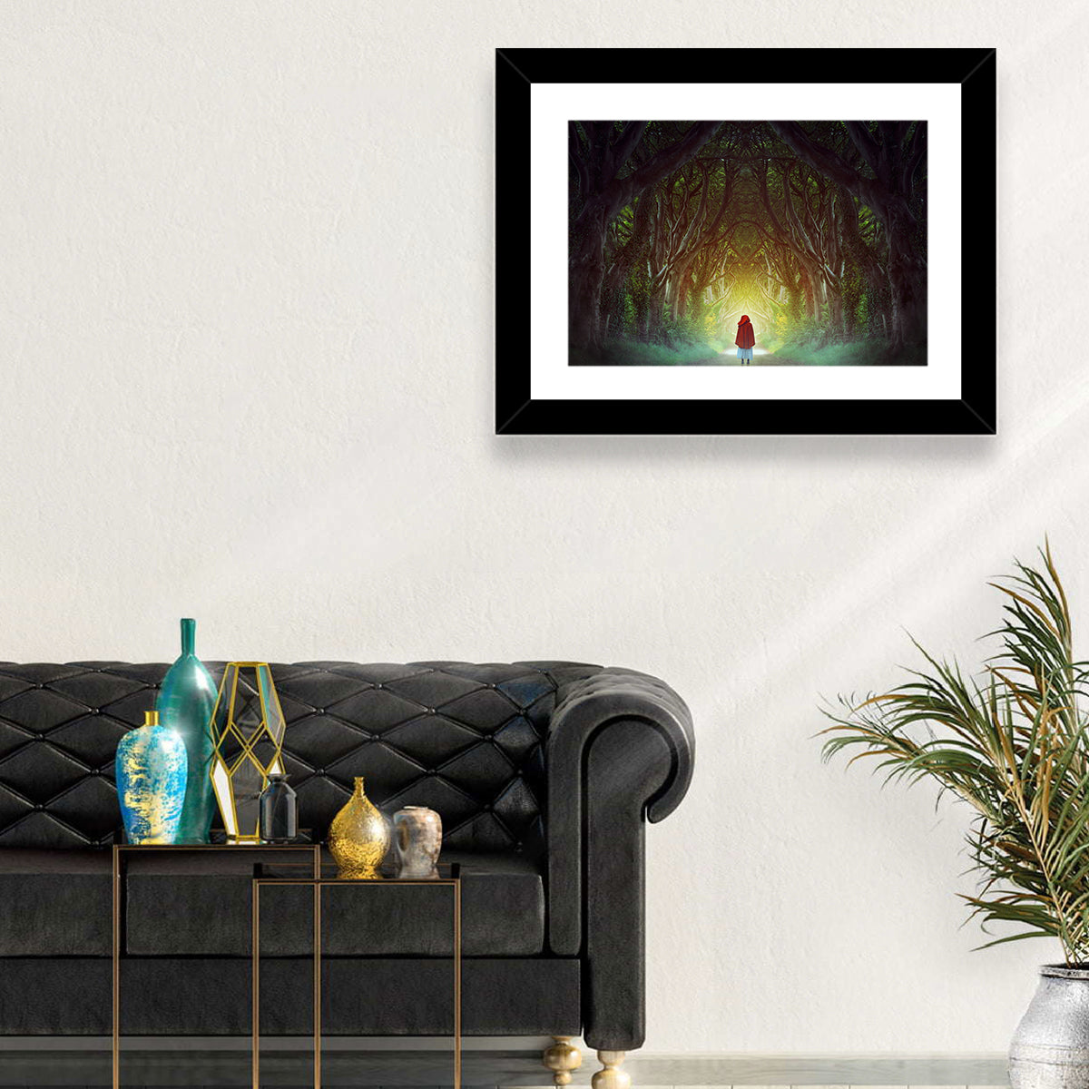 Dark Hedges Pathway Wall Art in a room, landscape