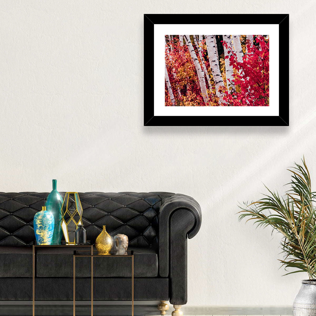 Autumn Birches with Crimson Maples Wall Art