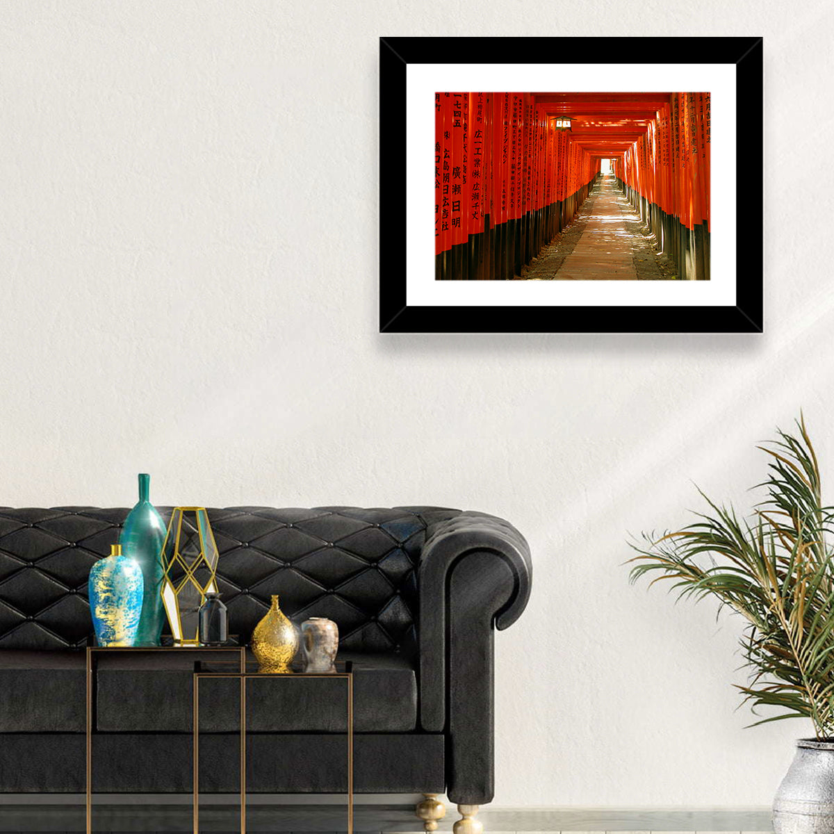 Fushimi Inari Torii Tunnel Wall Art in a room, landscape